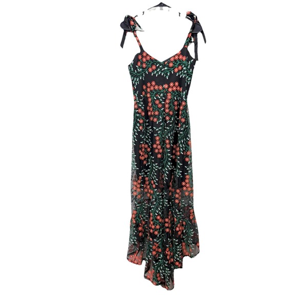 Dress the Population Wren Tie Shoulder Floral Embroidery Maxi Dress Size SMALL - Picture 8 of 13